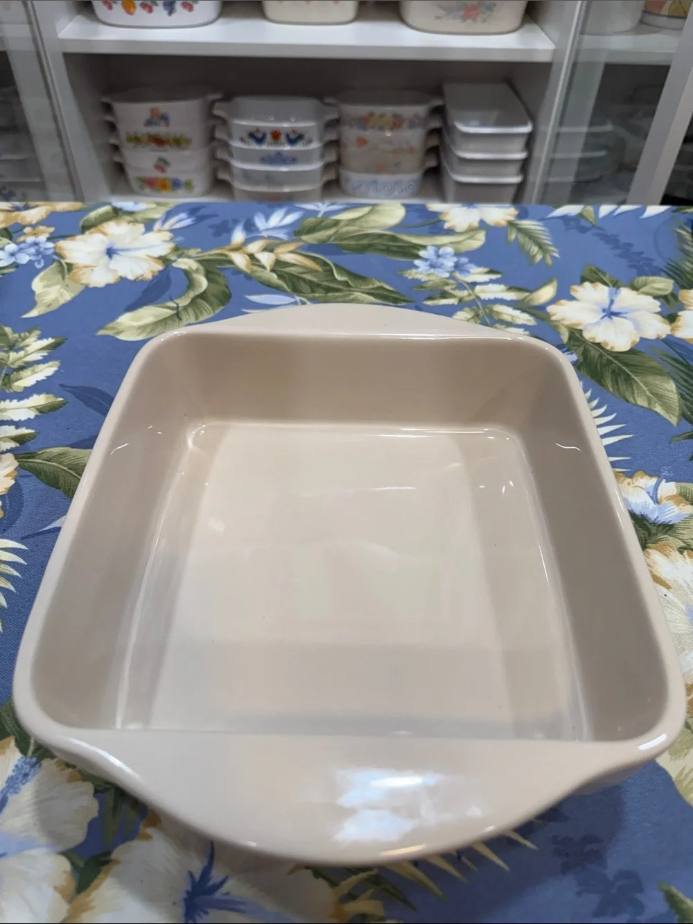 Longaberger Cream Square 8x8 Ceramic Baking Dish